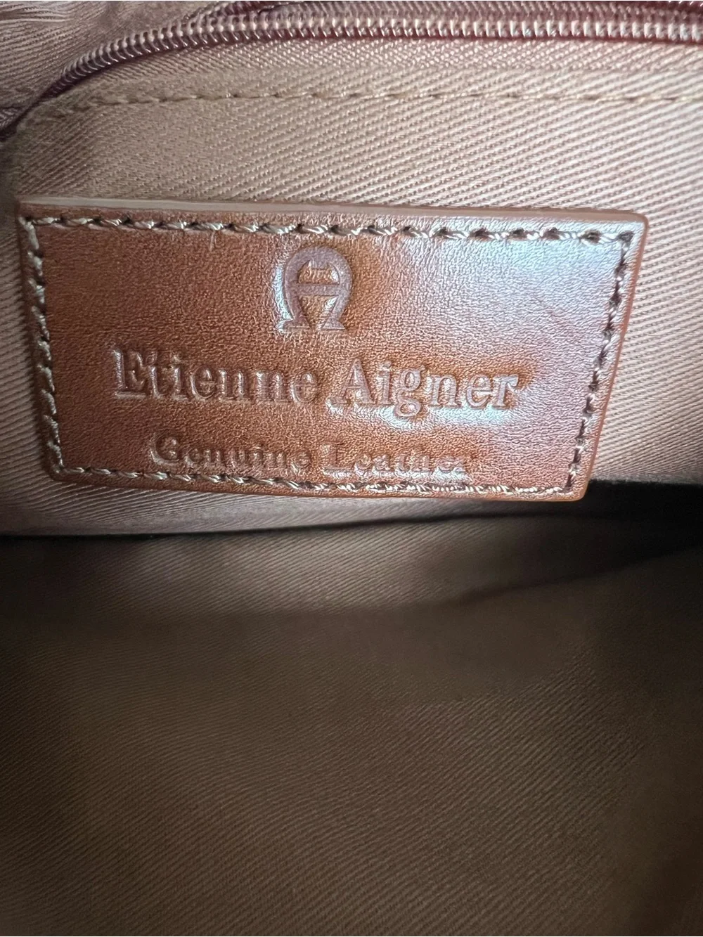Etienne Aigner Genuine Leather Cognac Shoulder Bag Brown Y2K Minimalist Purse